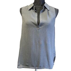 L’AGENCE‎ SILK BLEND SLEEVELESS BLOUSE BLACK AND GRAY CHECKED SIZE 2